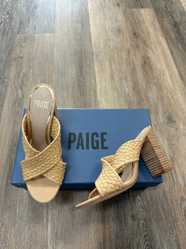 Comfortable Heeled Shoes Tan Sandals Heels Block Paige, Size 6