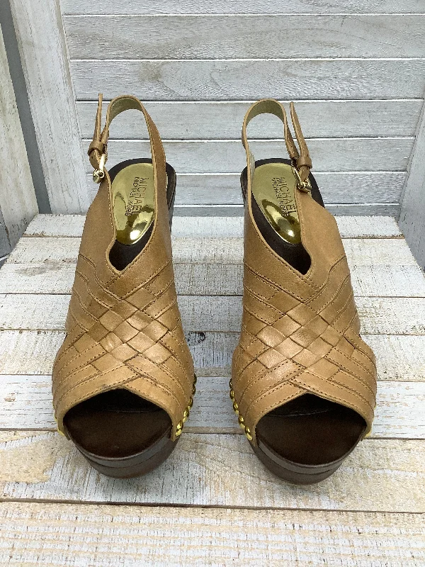 Best Flat Shoes Online Brown Sandals Heels Block Michael By Michael Kors, Size 9.5