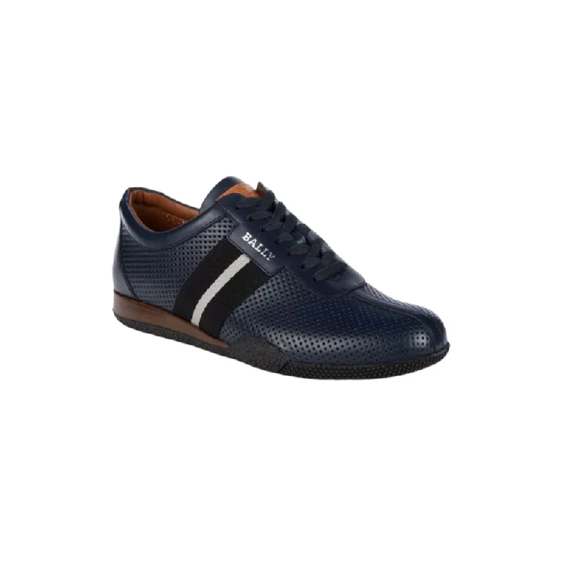 Elegant Wedding Shoes Bally Frenz Men's 6230484 Ink Perforated Leather Sneakers