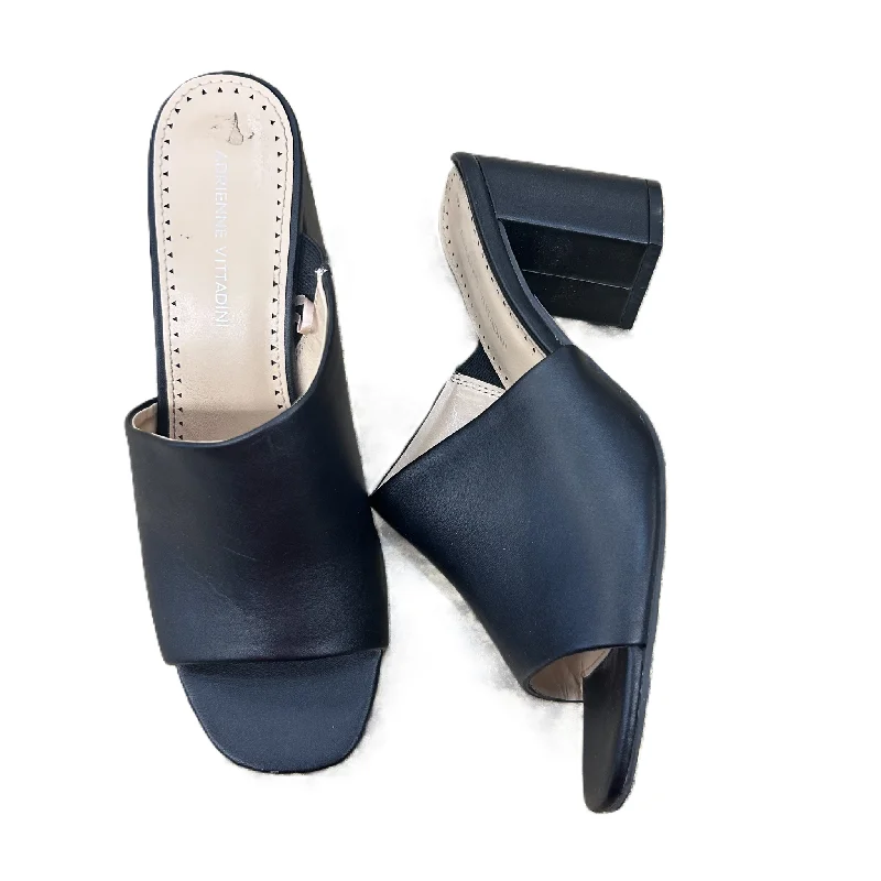 Sporty Casual Shoes Black Sandals Heels Block By Adrienne Vittadini, Size: 9