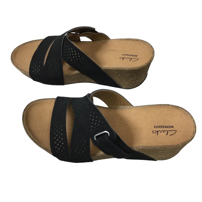 Best Running Sneakers Black Sandals Heels Wedge Clarks, Size 7.5