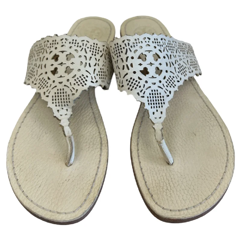 Fashion Sneakers For Work Cream Sandals Flip Flops Tory Burch, Size 6