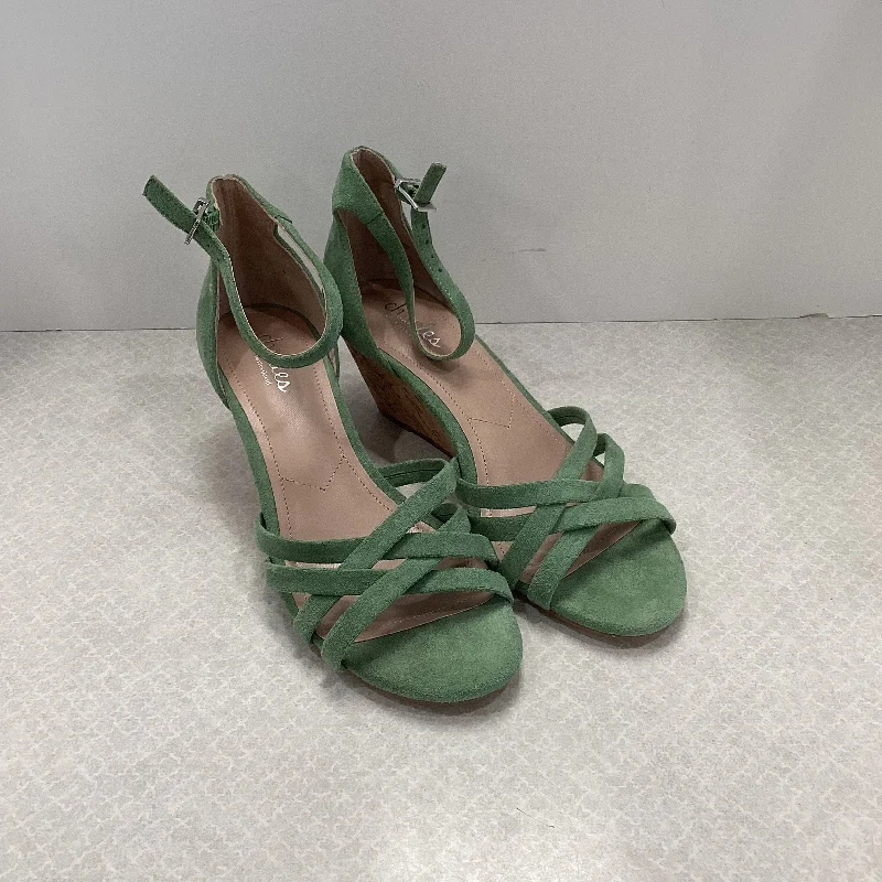Trendy Sports Sneakers Green Sandals Heels Wedge Charles By Charles David, Size 8