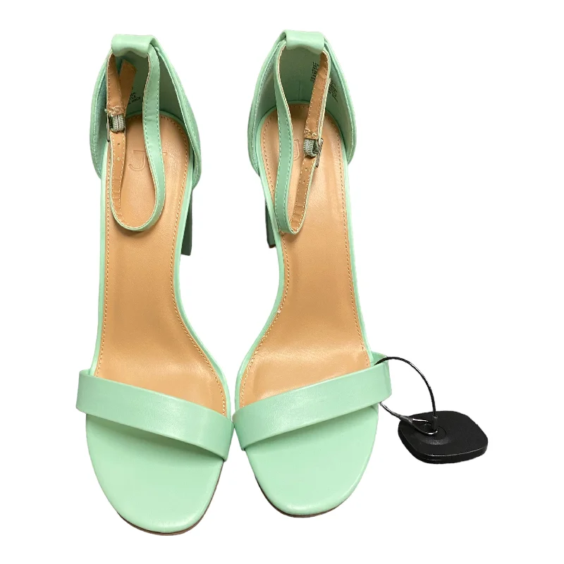 Formal Leather Shoes Blue Sandals Heels Block Justfab, Size 10