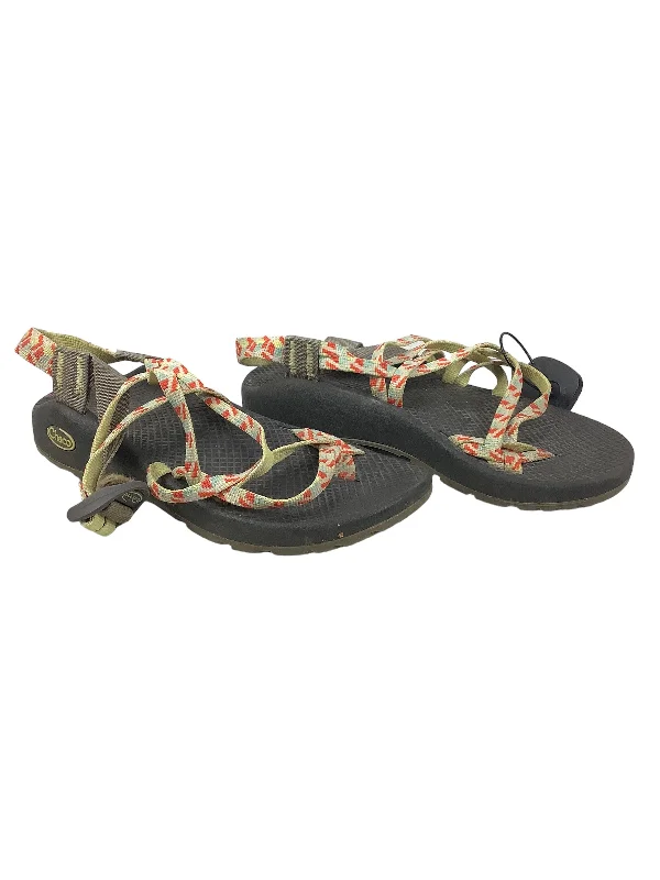Leather Casual Shoes Orange & Yellow Sandals Sport Chacos, Size 8