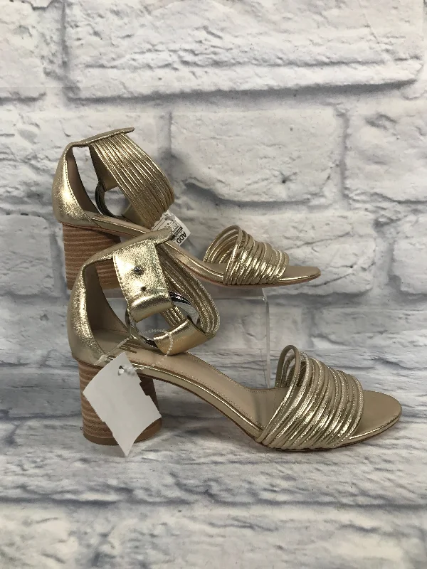 Elegant Wedding Shoes Sandals Heels Block By Paige In Gold, Size: 6.5