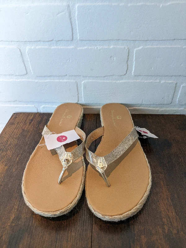 Outdoor Running Shoes Gold Sandals Flip Flops Tommy Bahama, Size 6.5