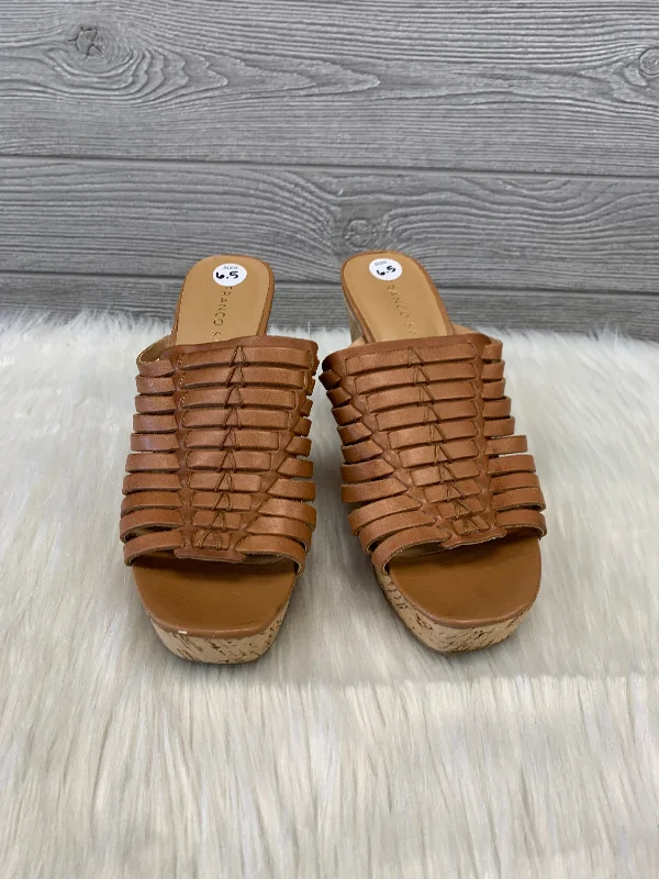 Comfortable Snow Boots Sandals Heels Wedge By Franco Sarto In Brown, Size: 6.5