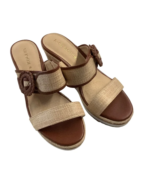 Trendy Casual Sandals Sandals Heels Wedge By Jack Rogers In Tan, Size: 8.5