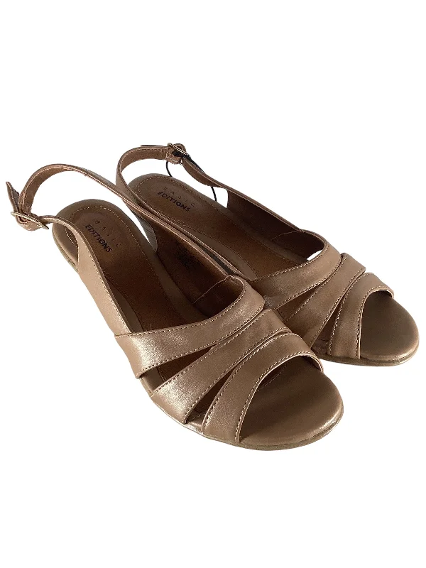 Classic Hiking Boots Tan Sandals Heels Stiletto Basic Editions, Size 8