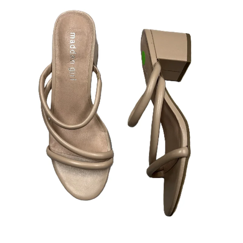 Warm Hiking Boots Sandals Heels Block By Madden Girl In Peach, Size: 7