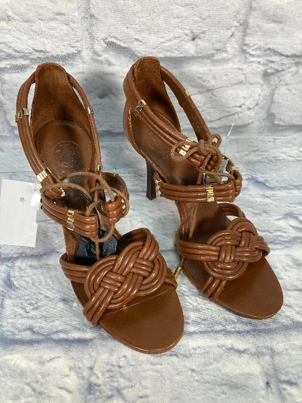 Stylish Boots For Work Sandals Designer By Tory Burch In Brown, Size: 9.5