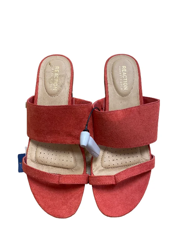 Best Flat Shoes Online Orange Sandals Heels Block Kenneth Cole Reaction, Size 8.5