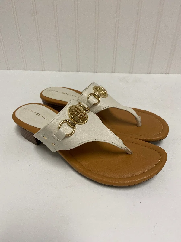 Durable Sports Sneakers White Sandals Heels Block Tommy Hilfiger, Size 7