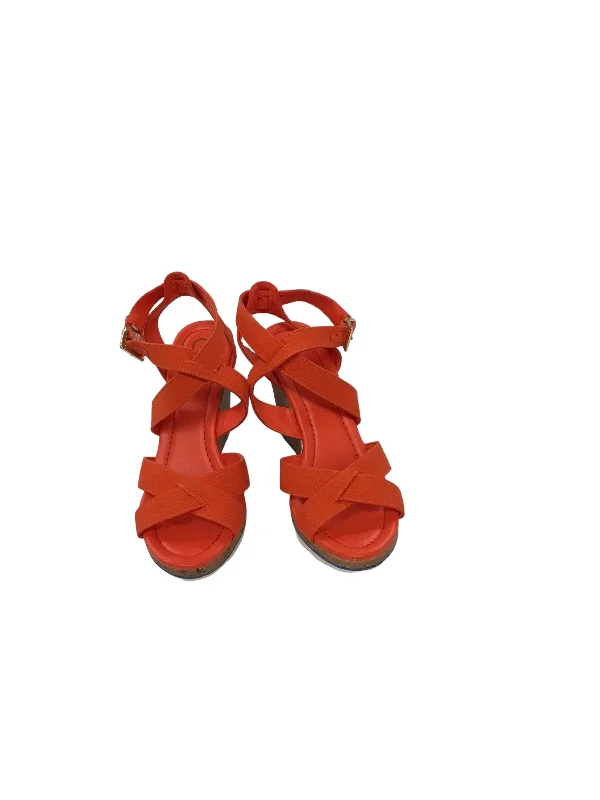 Casual Walking Boots Sandals Heels Wedge By Candies In Red, Size: 6