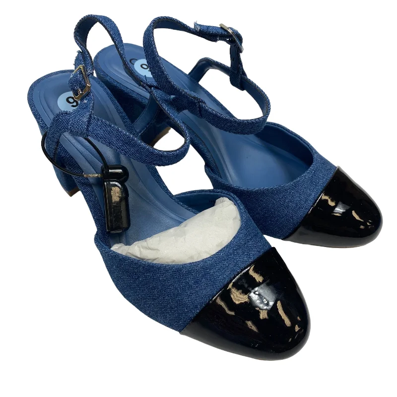 Stylish High Heels Blue Sandals Heels Block On 34th, Size 6