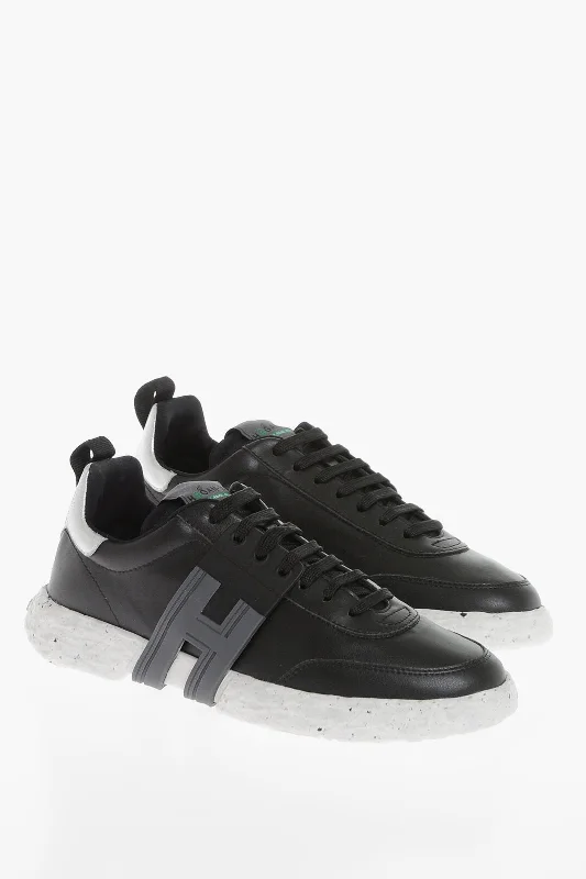 Designer Hiking Boots Hogan Leather 3R Sneakers With Logoed Application