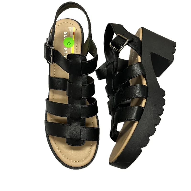Formal Dress Footwear Black Sandals Heels Block By Sun and Stone, Size: 9