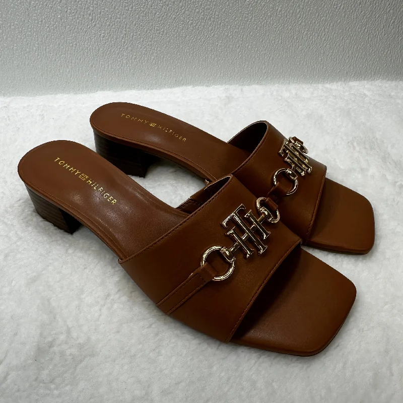 Best Running Sneakers Camel Sandals Heels Block Tommy Hilfiger O, Size 8.5