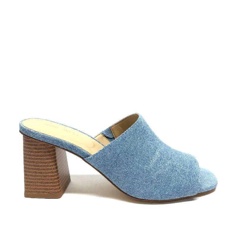 Outdoor Athletic Shoes Sandals Heels Block By Nine West In Blue Denim, Size: 8