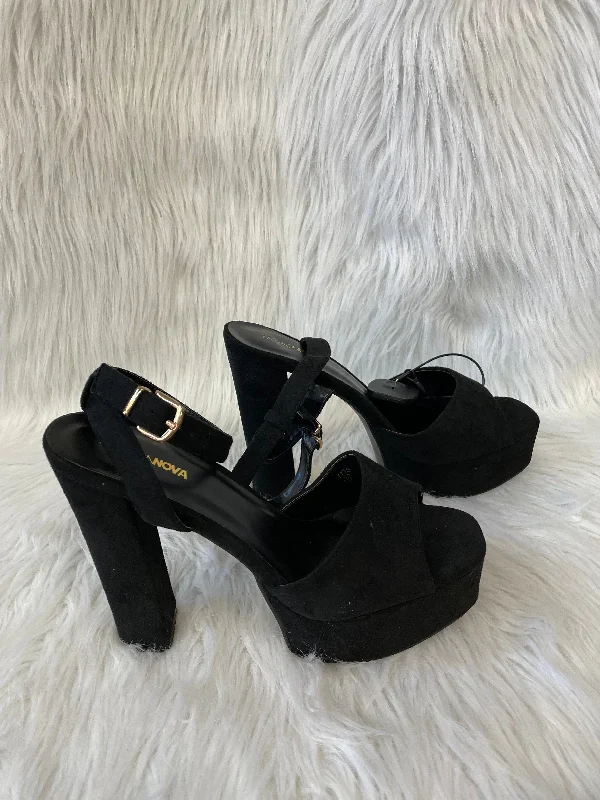 Comfortable Loafers For Work Black Sandals Heels Block Fashion Nova, Size 10