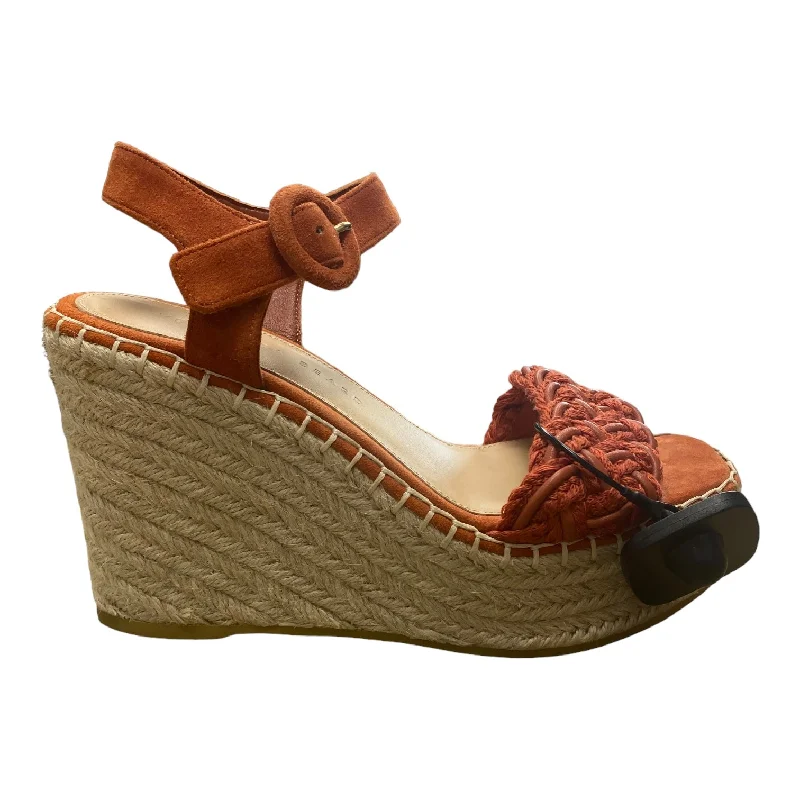 Cozy Casual Shoes Orange Sandals Heels Wedge Veronica Beard, Size 6