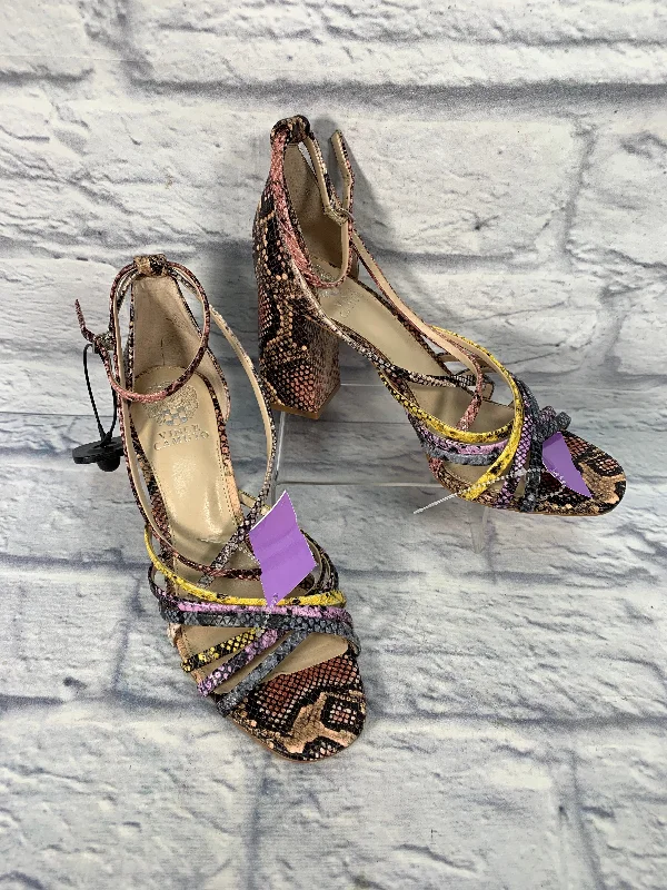 Sporty Running Shoes Snakeskin Print Sandals Heels Block Vince Camuto, Size 10