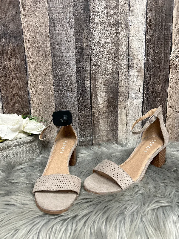 Comfortable Hiking Shoes Tan Sandals Heels Block Esprit, Size 7.5