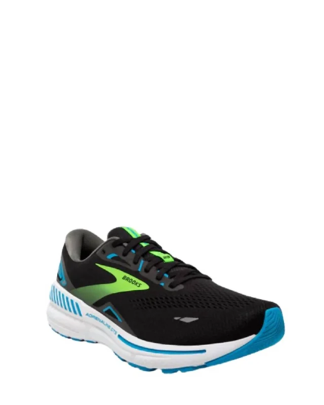 Outdoor Running Shoes Men's Adrenaline Gts 23 Running Shoes In Black/hawaiian Ocean/green