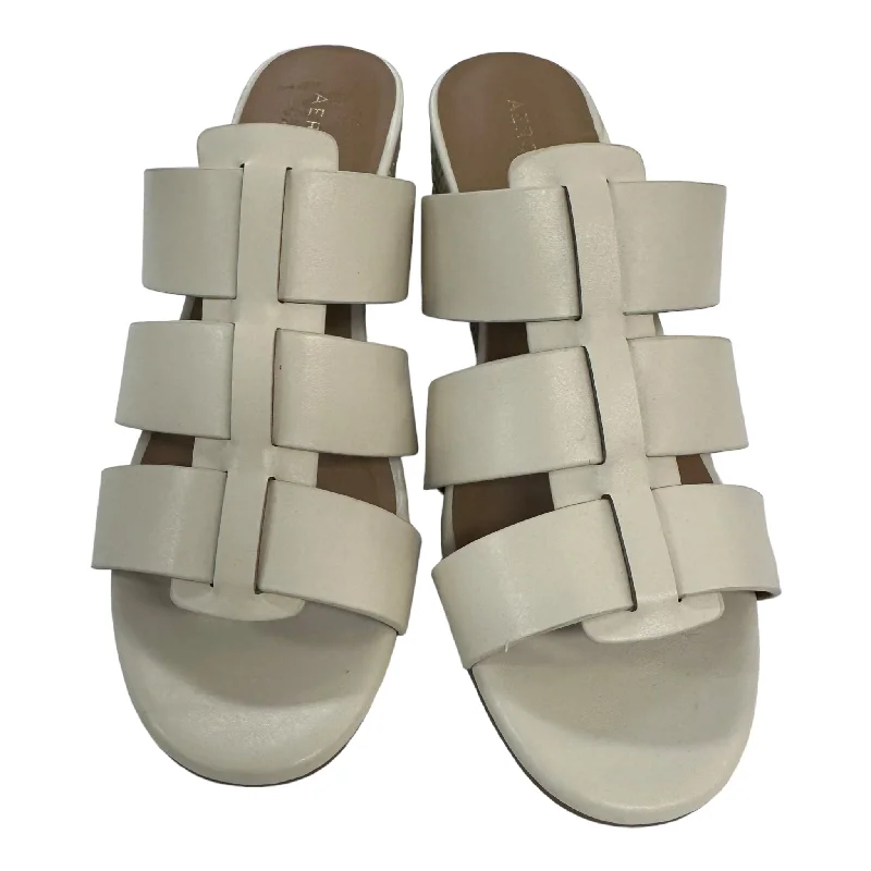 Comfortable Hiking Shoes Cream Sandals Heels Wedge Aerosoles, Size 6.5