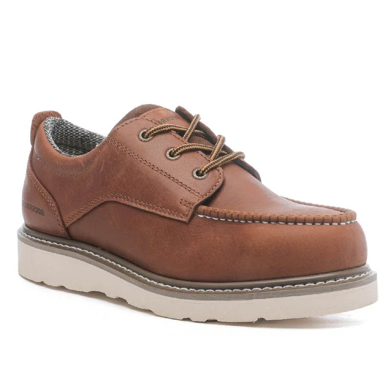 Trendy Casual Sandals ROCKROOSTER Trinidad Men's 4 inch Brown Soft Toe Wedge Work Boots VAP2302