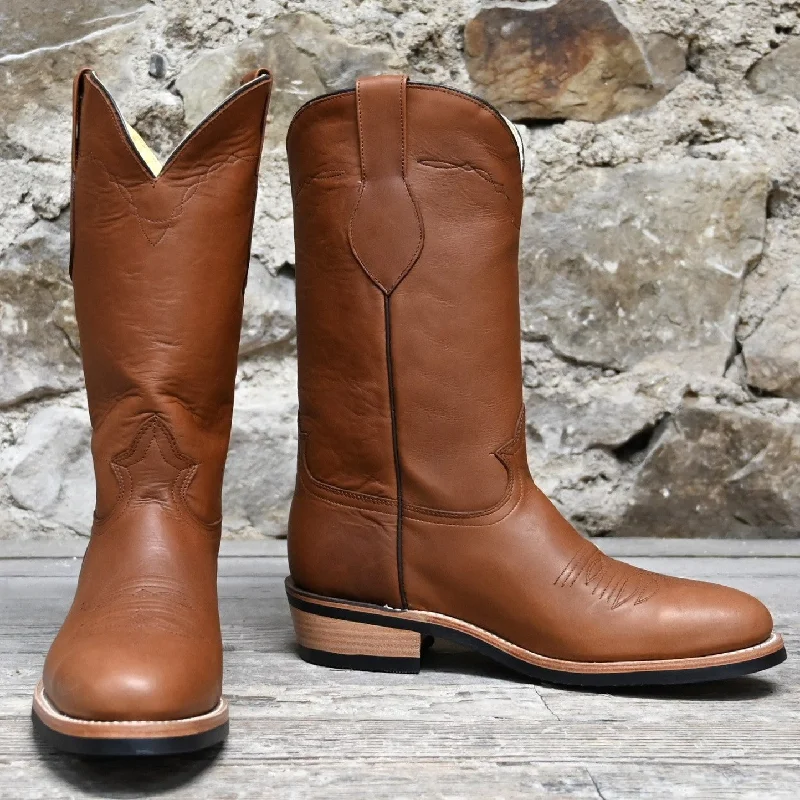 Comfortable Winter Sandals Nutted Calf 13" Cowboy Classic Work Boot with V-Bar Sole, Chocolate Retanned (Waxy) Leather Vamp and Top