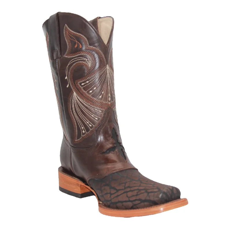 Classic Hiking Footwear Mens Leather Square Toe Brown Dress Cowboy Boot