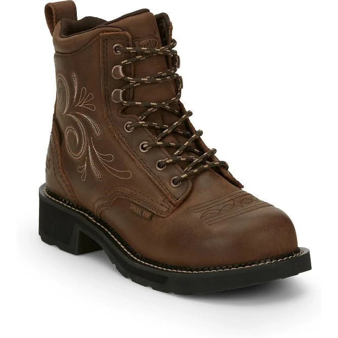 Breathable Hiking Boots Justin Women's Katerina 6" Steel Toe Western Work Boot -Brown- GY985 Breathable Hiking Boots Justin Women's Katerina 6" Steel Toe Western Work Boot -Brown- GY985