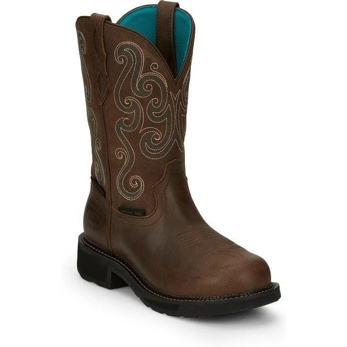 Fashionable Sneakers Collection Justin Women's Tasha 11" ST WP Western Work Boot -Brown- GY9991 Fashionable Sneakers Collection Justin Women's Tasha 11" ST WP Western Work Boot -Brown- GY9991