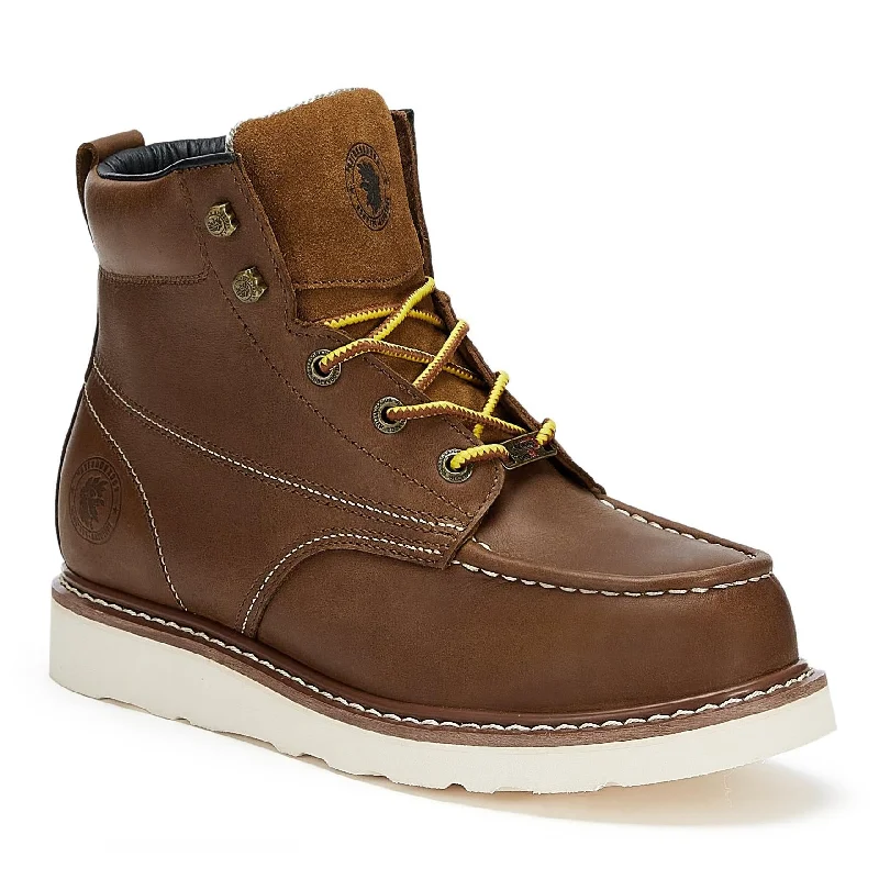 Formal Dress Footwear ROCKROOSTER Edgewood Men's 6 inch Brown soft toe wedge work boots with Vibram® Outsole VAP838 Formal Dress Footwear ROCKROOSTER Edgewood Men's 6 inch Brown soft toe wedge work boots with Vibram® Outsole VAP838