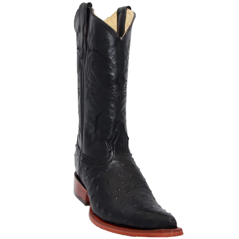 Stylish Casual Footwear Mens Leather Ostrich Print Snip Toe Cowboy Boot