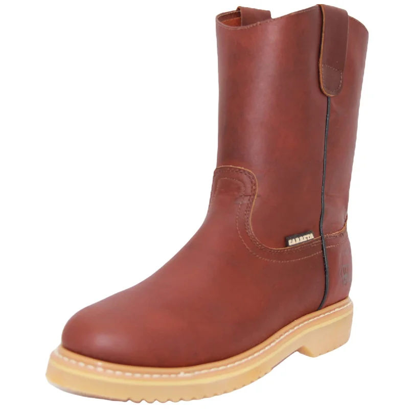 Warm Winter Boots Men's 9" Pull-On Leather Soft Toe Work Boot-305