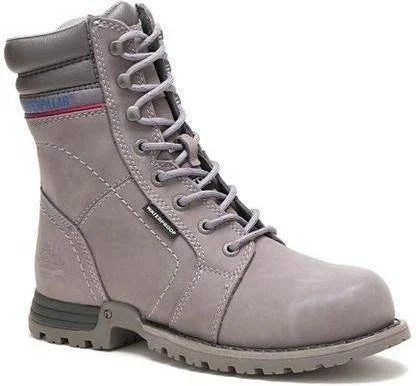 Warm Winter Boots CAT Women's Echo Waterproof Steel Toe Work Boot - Grey - P90565