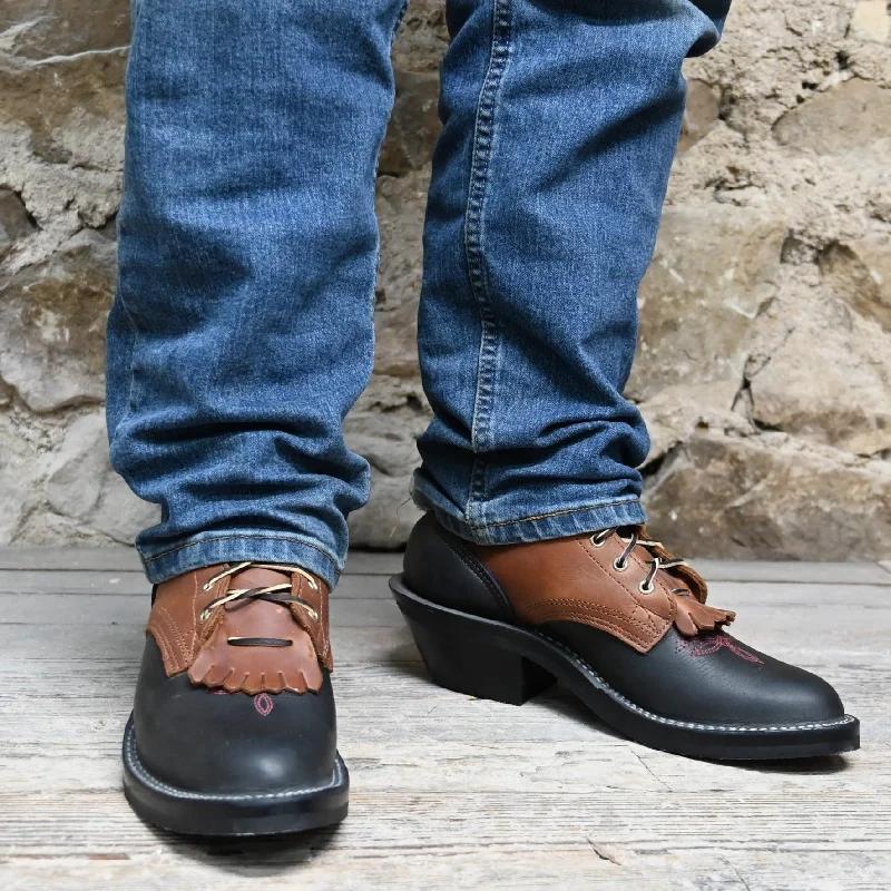 Formal Dress Footwear Nicks 10" Two Tone Leather Buckaroo Packer