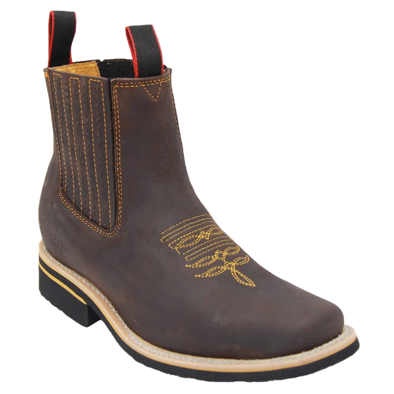 Classic Hiking Boots Men’s Square Toe Short Ankle Western Work Boot
