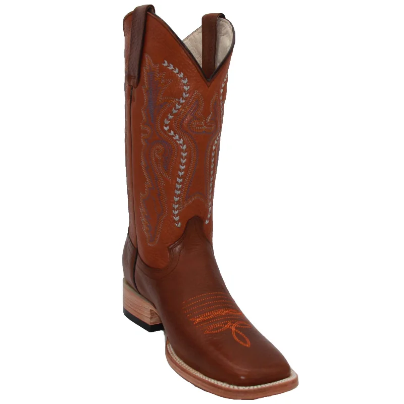 Casual Snow Shoes Men's Genuine Leather Square Toe Cowboy Boot