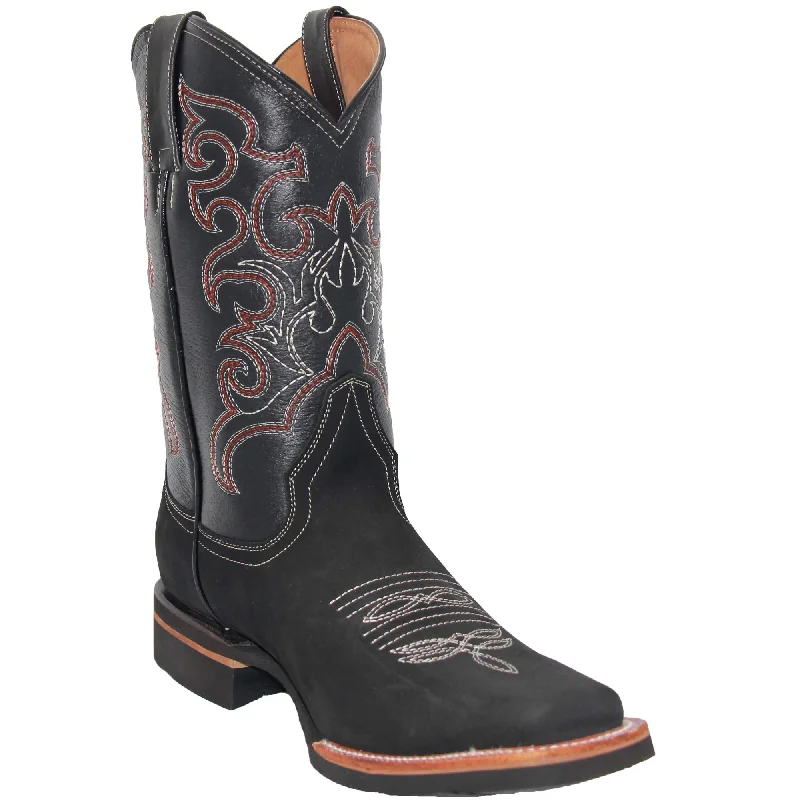 Designer Hiking Boots Men's Leather Cowboy Square Toe Boot