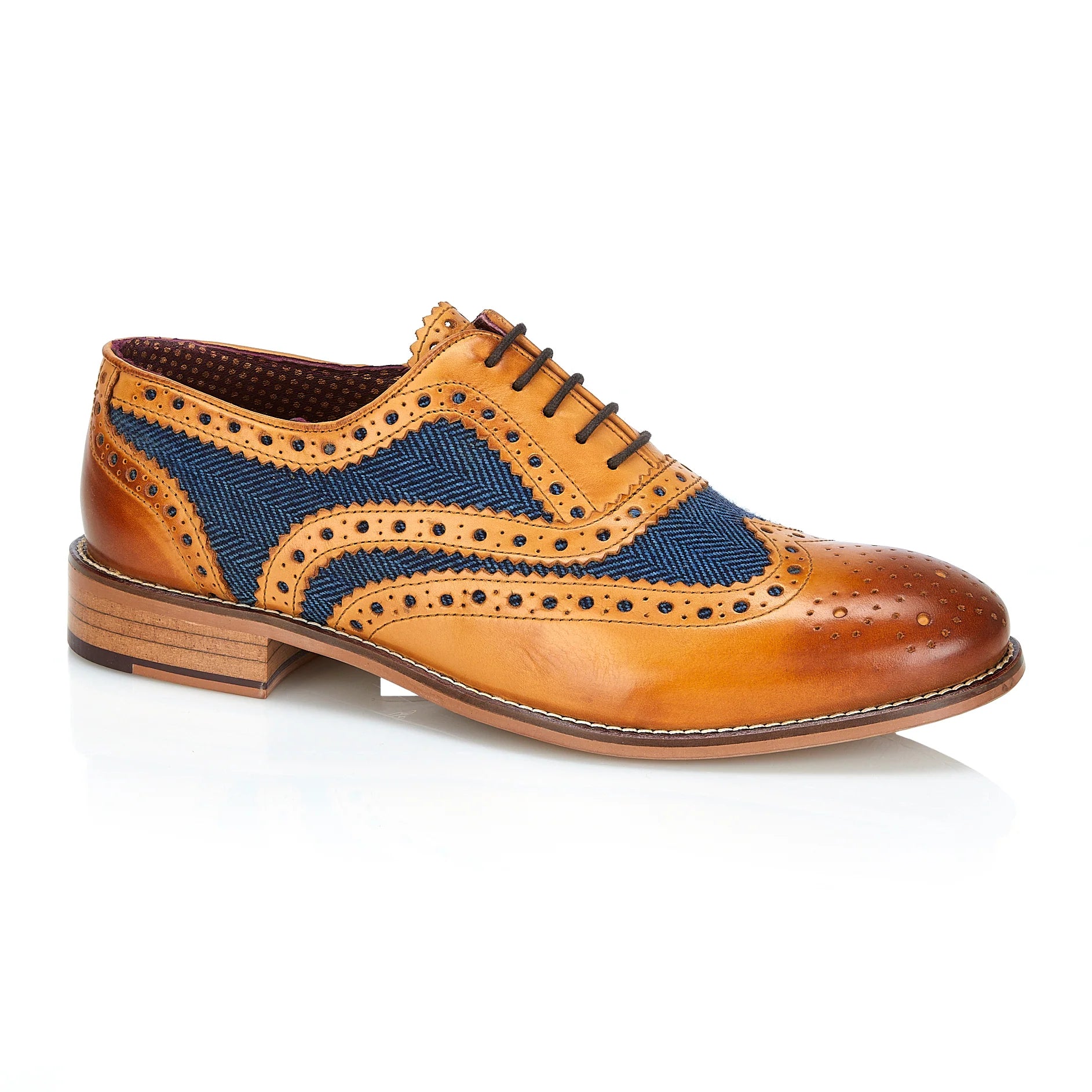 Comfortable Walking Sandals Gatsby Tan / Blue Tweed