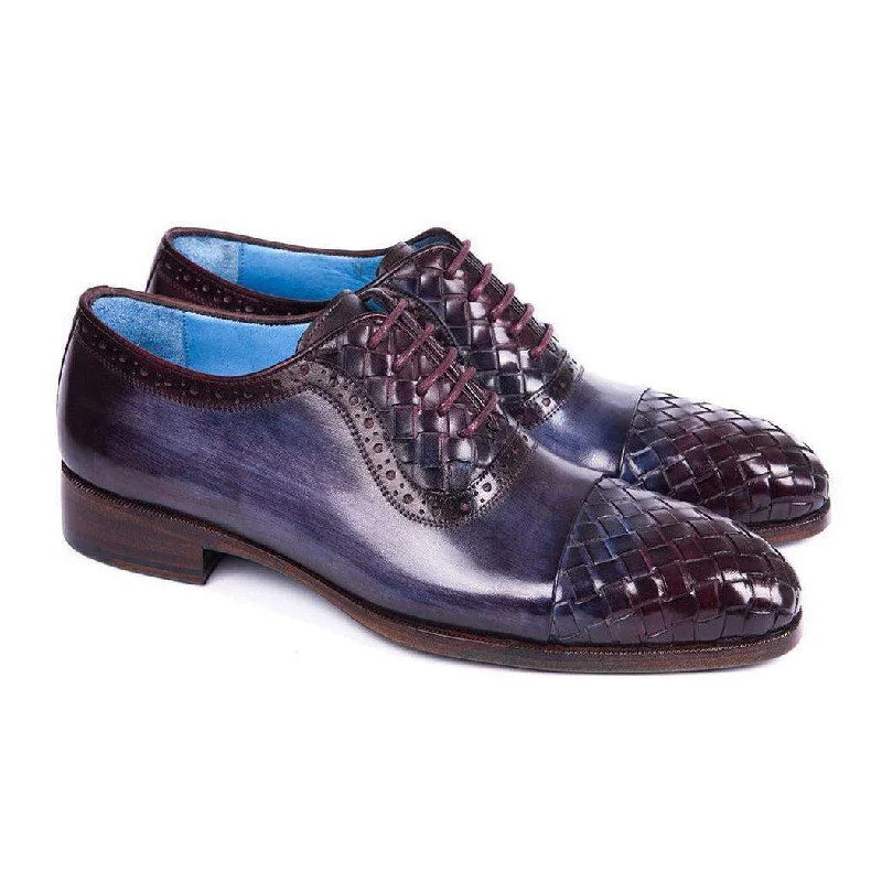 Formal Sports Shoes Paul Parkman Handmade Designer Shoes Men's Navy & Purple Woven Calfskin Captoe Oxfords(PM5812) Formal Sports Shoes Paul Parkman Handmade Designer Shoes Men's Navy & Purple Woven Calfskin Captoe Oxfords(PM5812)