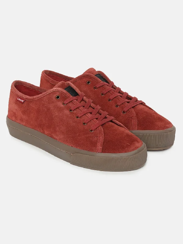Classic Flat Shoes Men's Maroon Solid Shoes