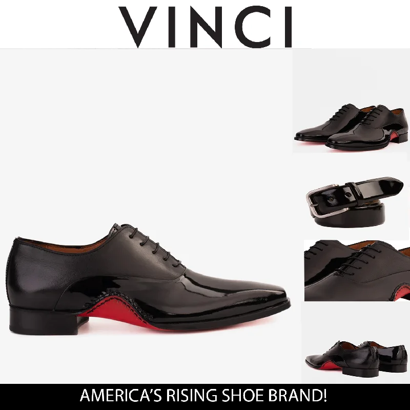 Best Dress Shoes The Royal Hand Craft Black Patent Leather Plain Toe Oxford Men Shoe