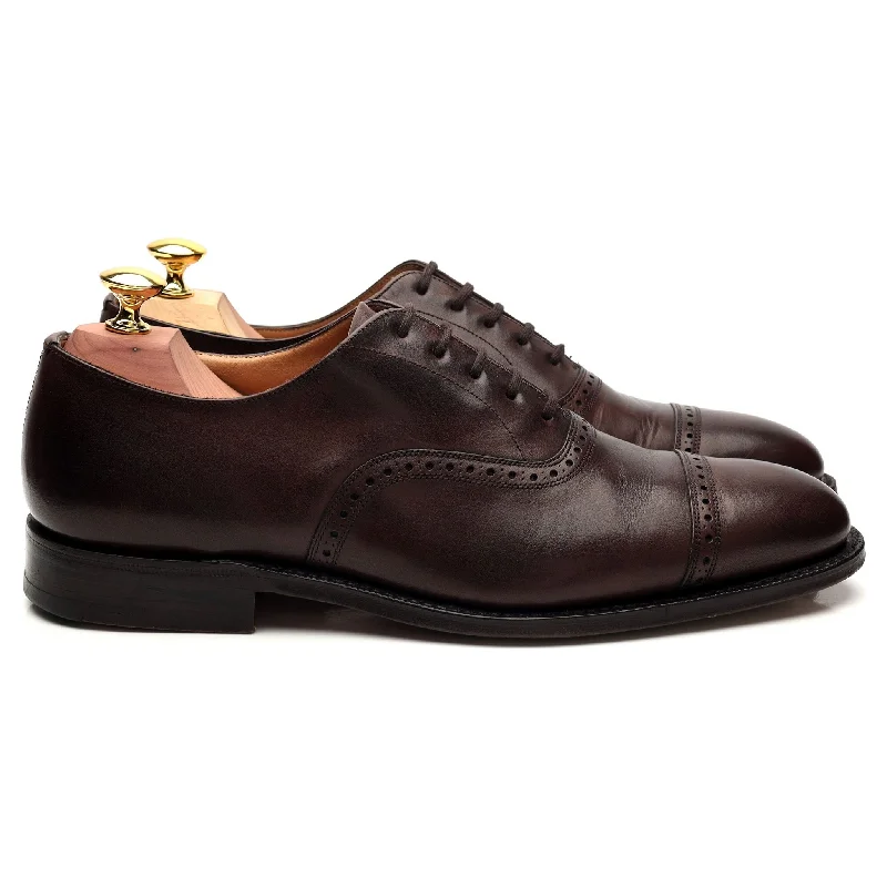 Comfortable Work Sneakers 'Granby' Dark Brown Leather Oxford Brogue UK 7 F