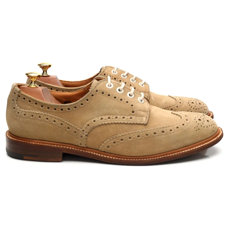 Comfortable Formal Footwear 'Bourton' Beige Suede Derby Brogue UK 9