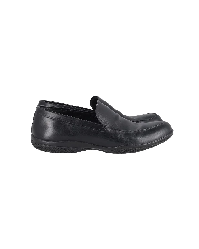 Sporty Hiking Shoes Prada Sports Slip On Loafers in Black Leather